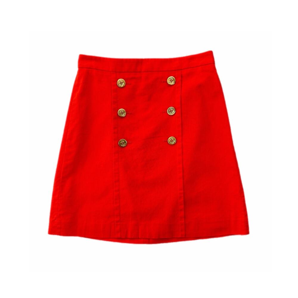 J. Crew Red Cotton Linen Sailor Nautical Classic Preppy Maritime Office Skirt